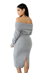 Deep Off Shoulder Knit Dress