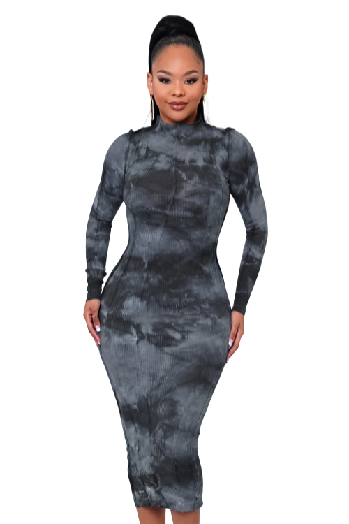 Gray Smoke Tie Dye Dress