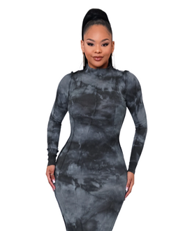 Gray Smoke Tie Dye Dress