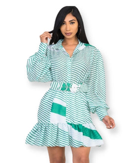 Green Bold Stripes Dress