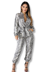 Silky Snakeskin Tan Jumpsuit