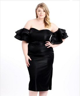 Black Off Shoulder Ruffle Sleeve Dress