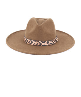 Olive Brim Rancher Hat with Leopard Band
