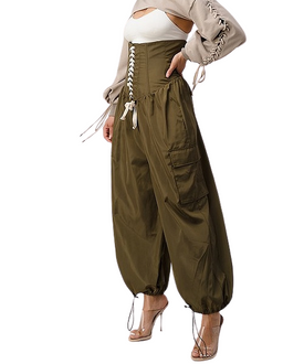 Olive Jumper Parachute Pants