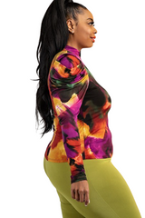 Watercolors  Draping Sleeve Top