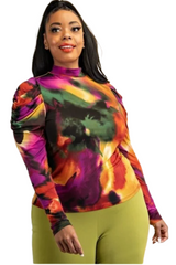 Watercolors  Draping Sleeve Top