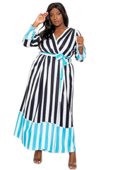 Stripes Wrap Dress Duster