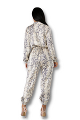 Silky Snakeskin Tan Jumpsuit