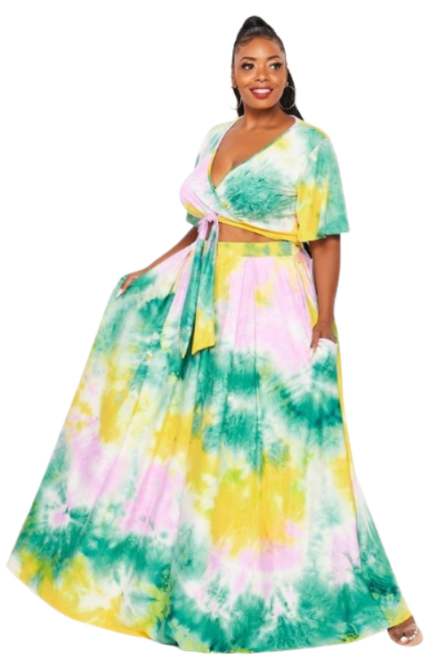 Tie Dye Two Piece Skirt Set