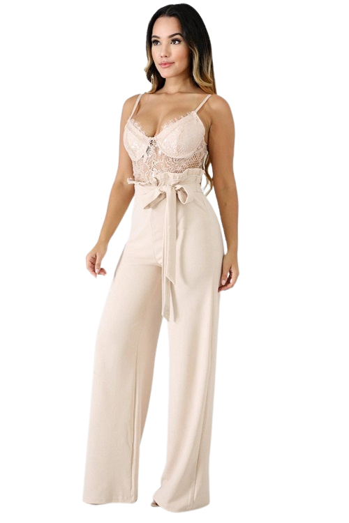 Taupe Lacy Jumpsuit