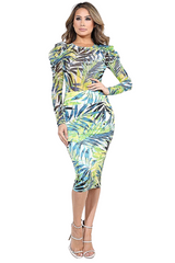 Palm Puff Sleeve Two Piece Set